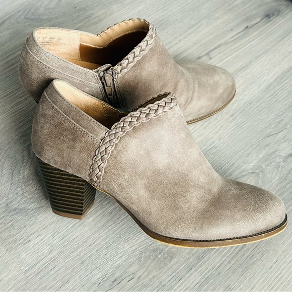 LifeStride Ankle Booties Brown Gray Faux Leather Block heel - Picture 1 of 8